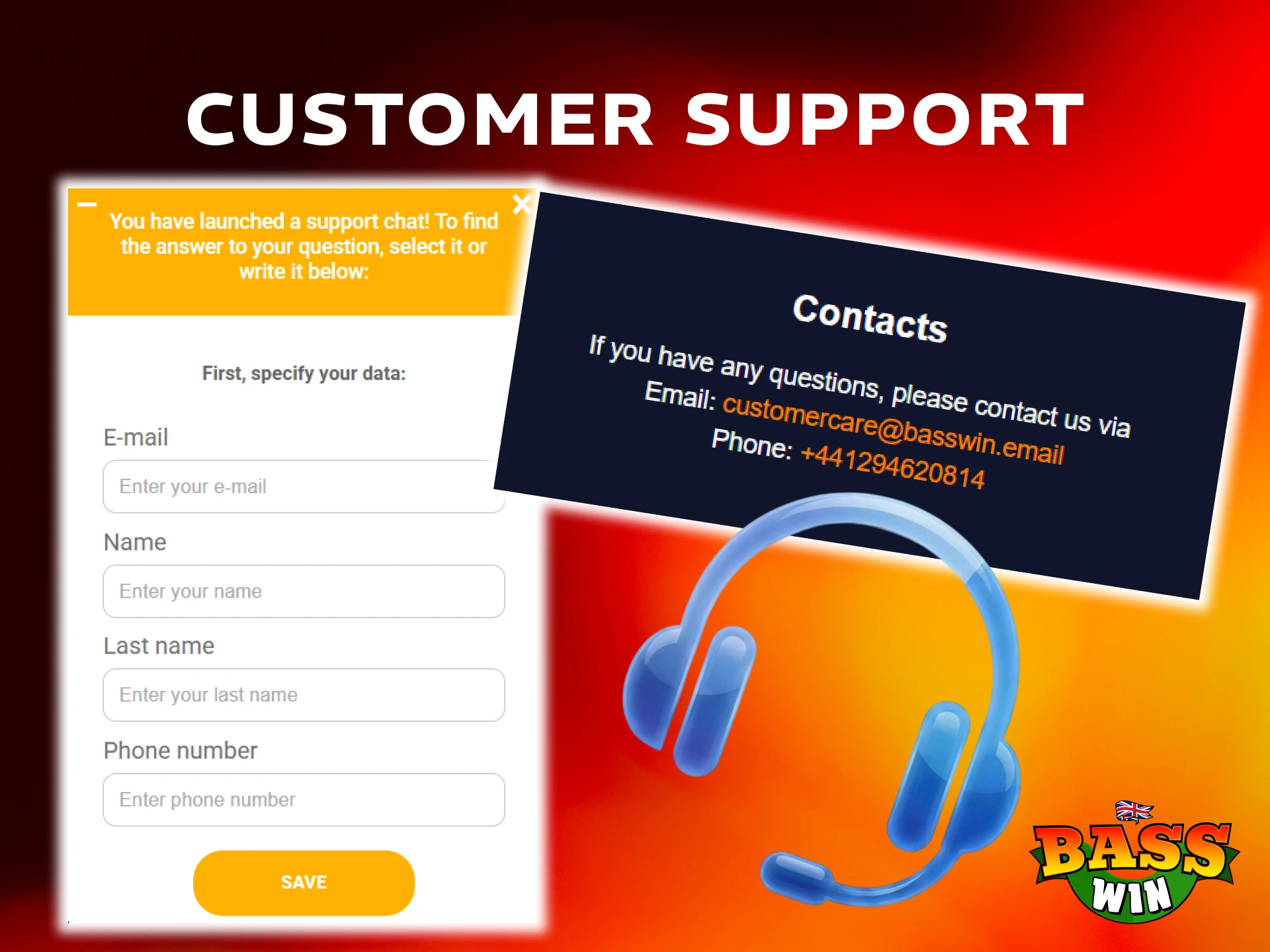 Contact the professional Basswin online casino support team for help.