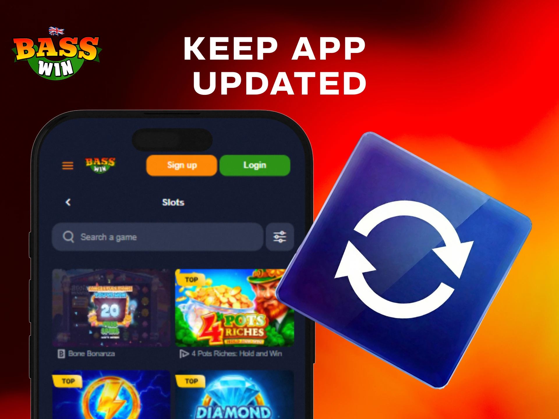 Update the Basswin App to access the latest betting features.