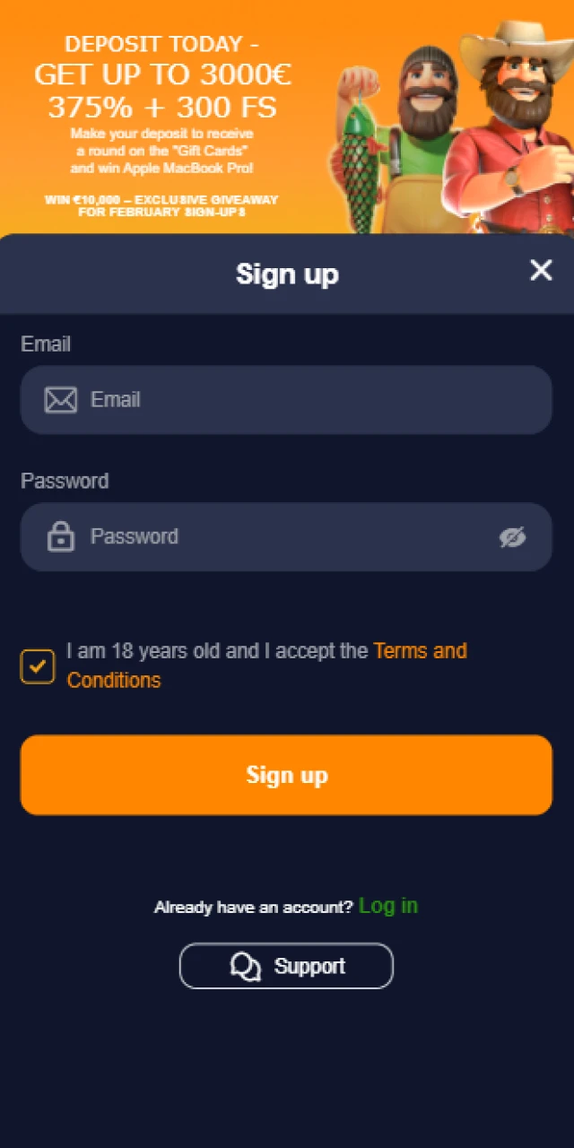 Register a new account through the official Basswin App today.