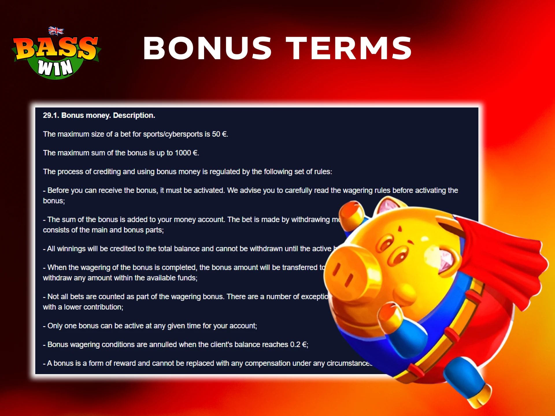 Read the official Basswin Bonuses terms before you start playing.