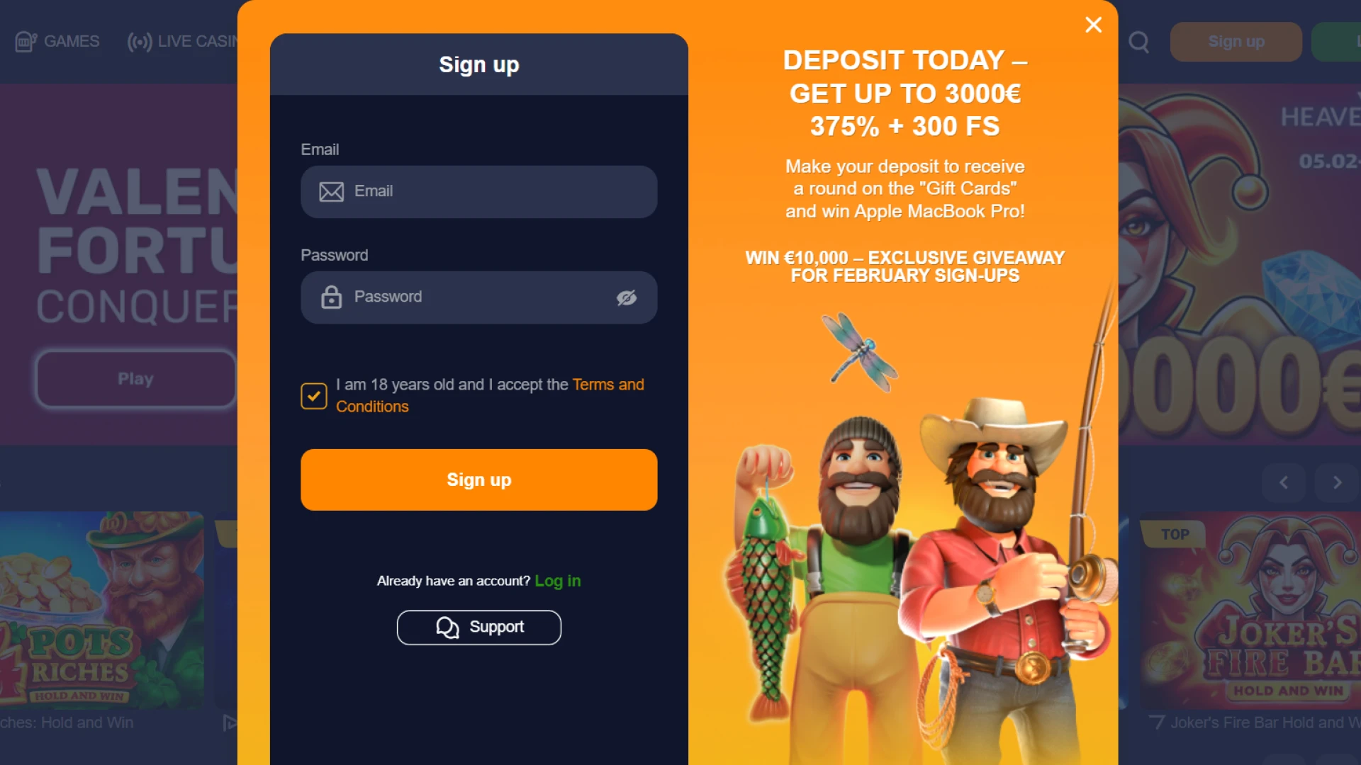Create a new account at Basswin to start playing today.