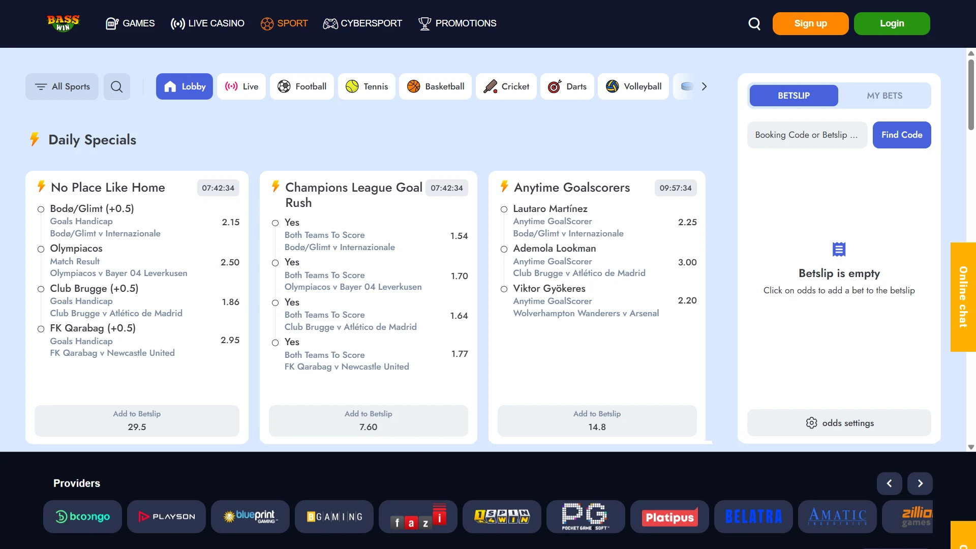 Wager on global sports events at the Basswin betting site.