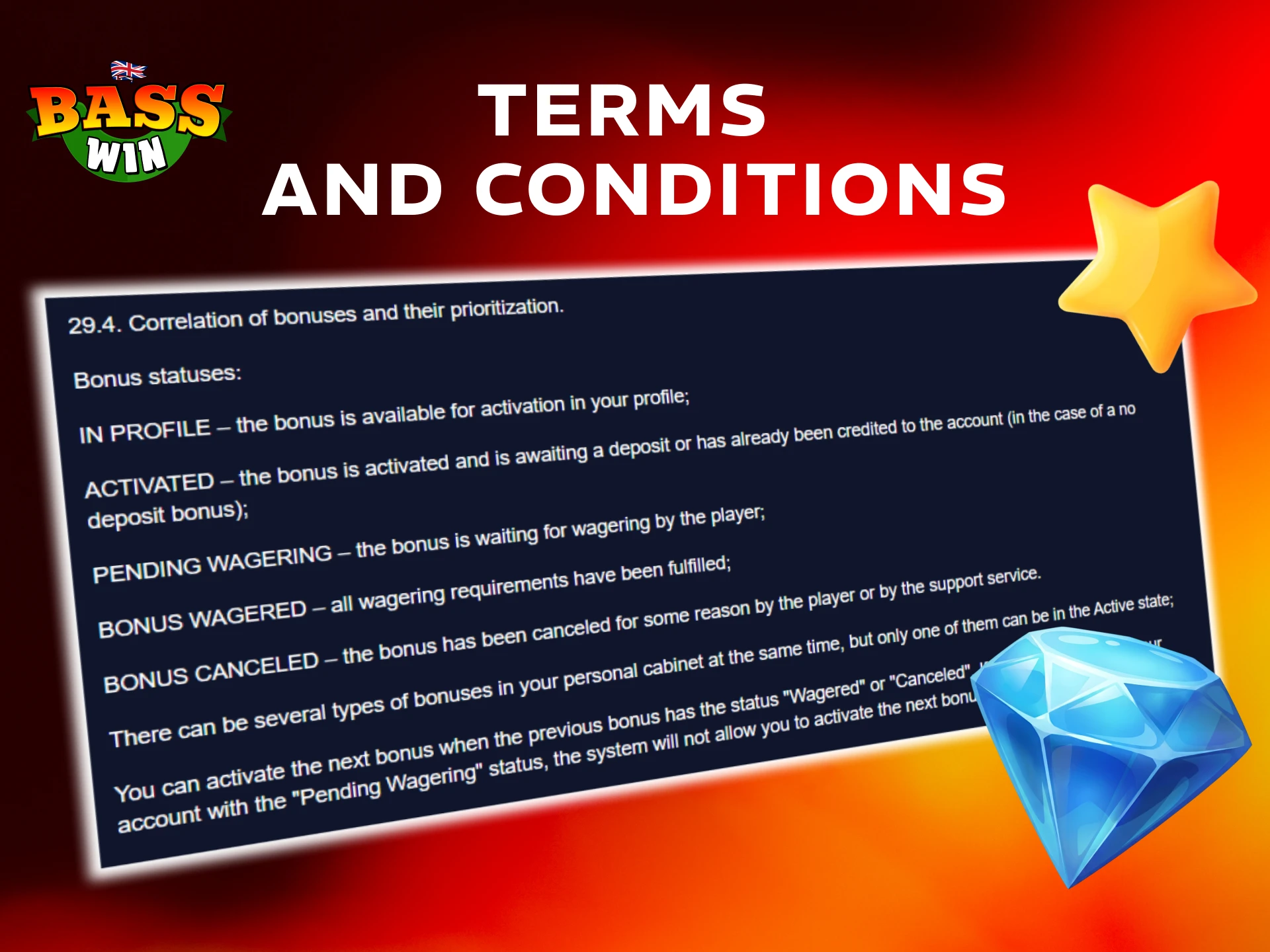 Read the official terms for the Welcome Bonuses Basswin offer today.