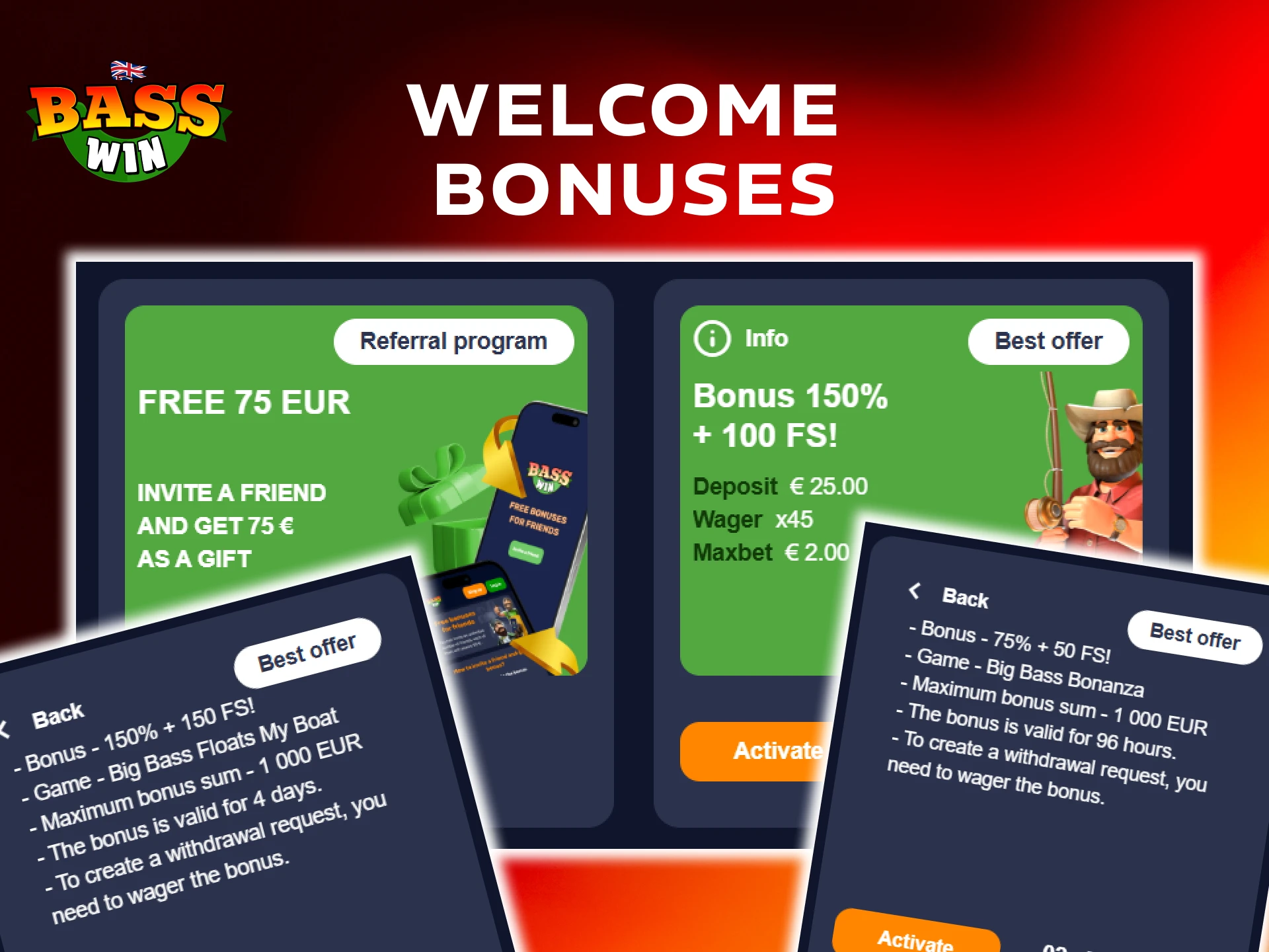Explore the variety of Welcome Bonuses Basswin available for UK players.